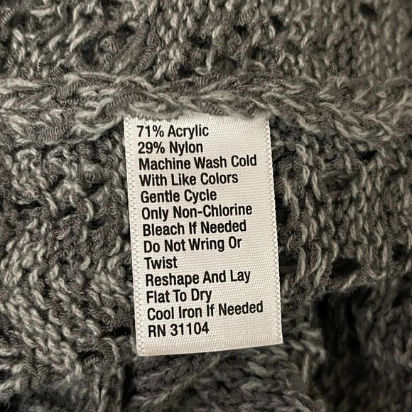 True Craft Long Crochet Open Front Duster Sweater in gray; Small - Picture 4 of 14